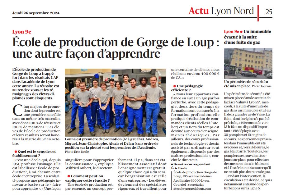 Article Le Progrès du 26.09.2024