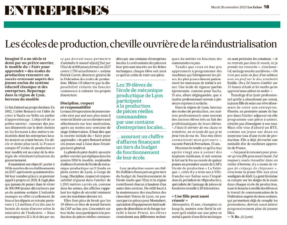 Article Les Echos 28.11.2023